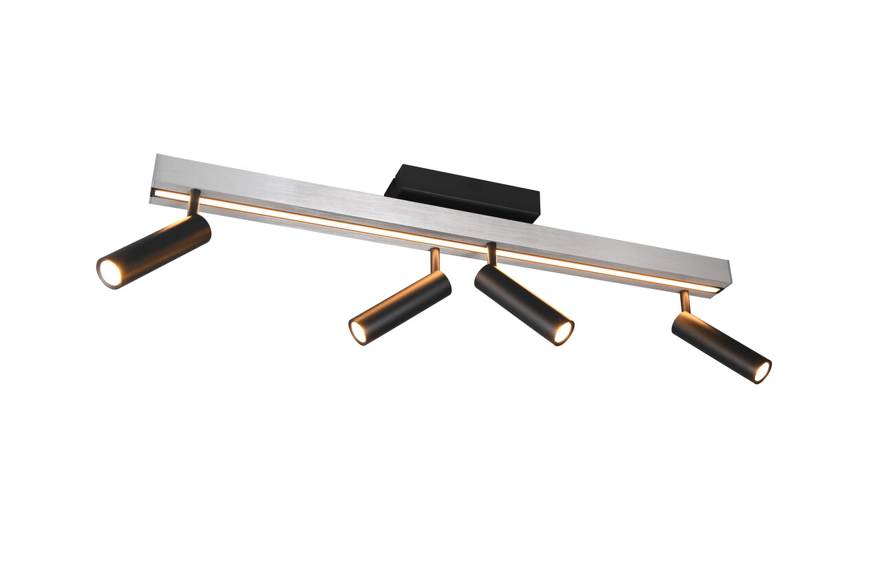 Plafoniera Zeno, TRIO, 133x8.5x15 cm, 5.5W, 12W, 4x SMD, 1x SMD, metal, argintiu lucios/negru - imagine 7